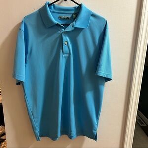 Cubavera Men's Polo Shirt Size L bright Blue Short Sleeve Golf Casual